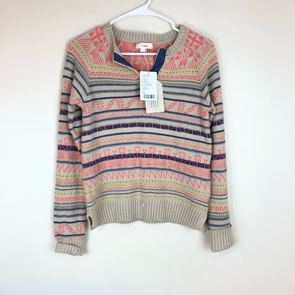 Anthropologie Fiets Voor 2 Orange Mott Sweater NWT - Picture 2 of 5